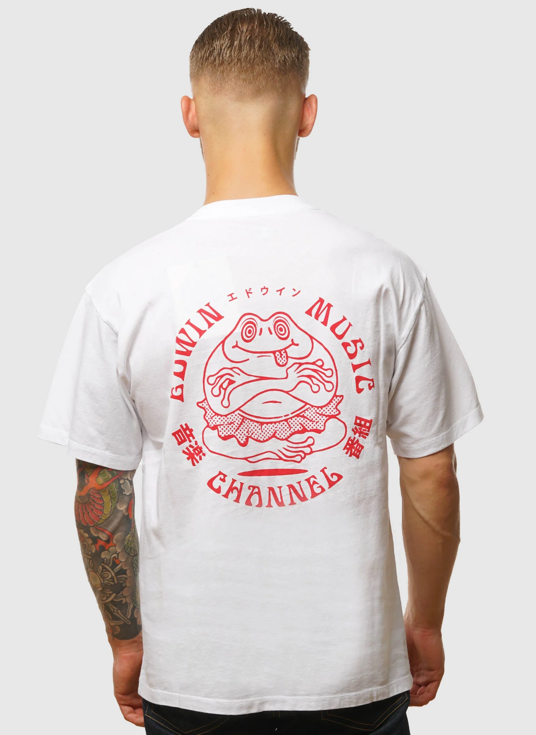 Edwin Music Channel T-Shirt - White/Red