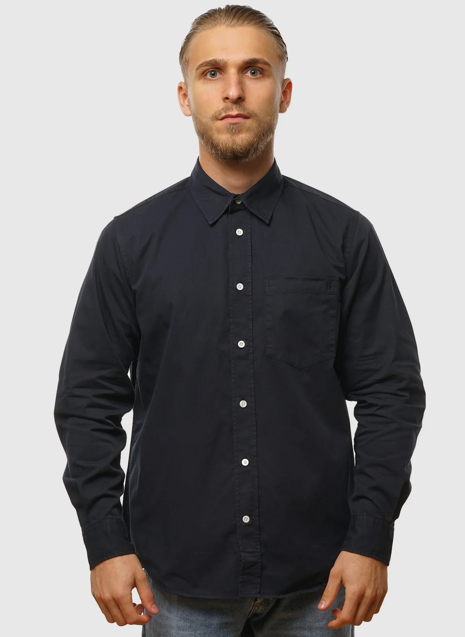 Algot Twill Hemd - Dark Navy
