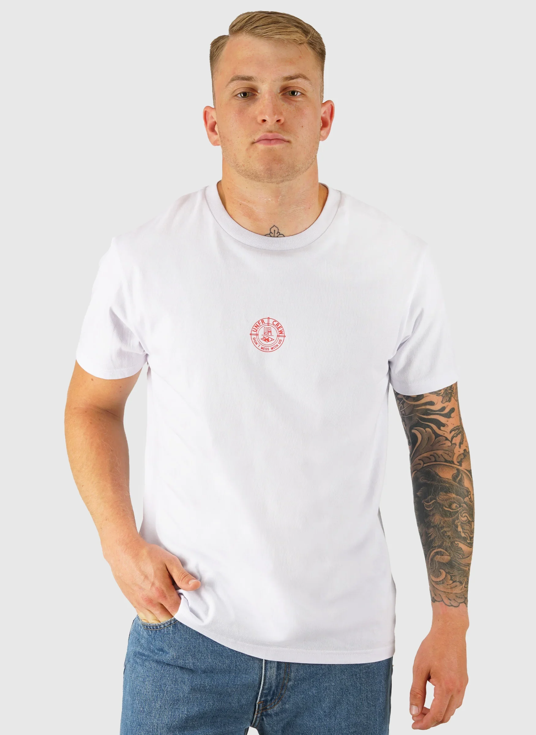DMWU Pin T-Shirt - White/Red