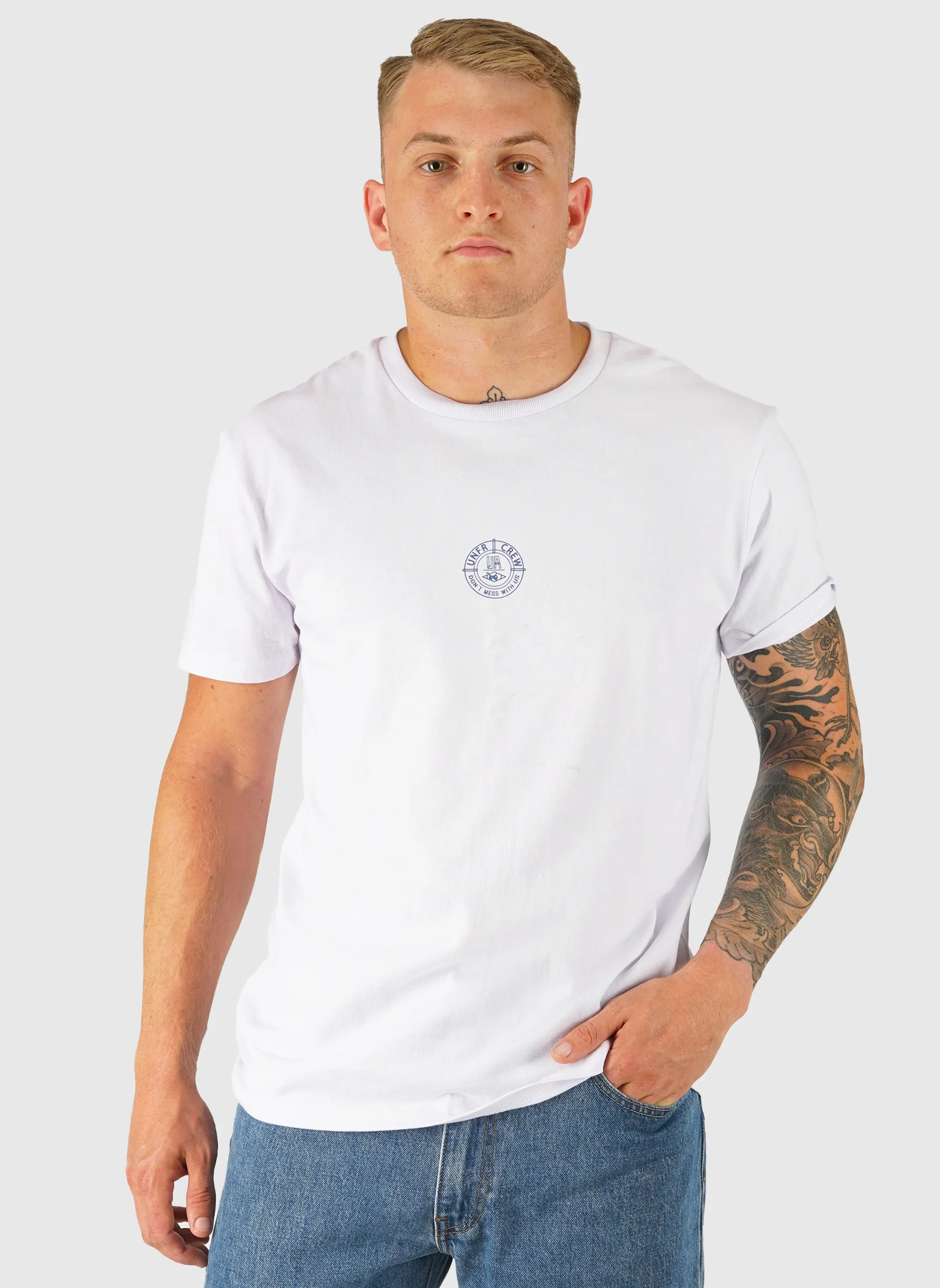 DMWU Pin T-Shirt - White/Blue