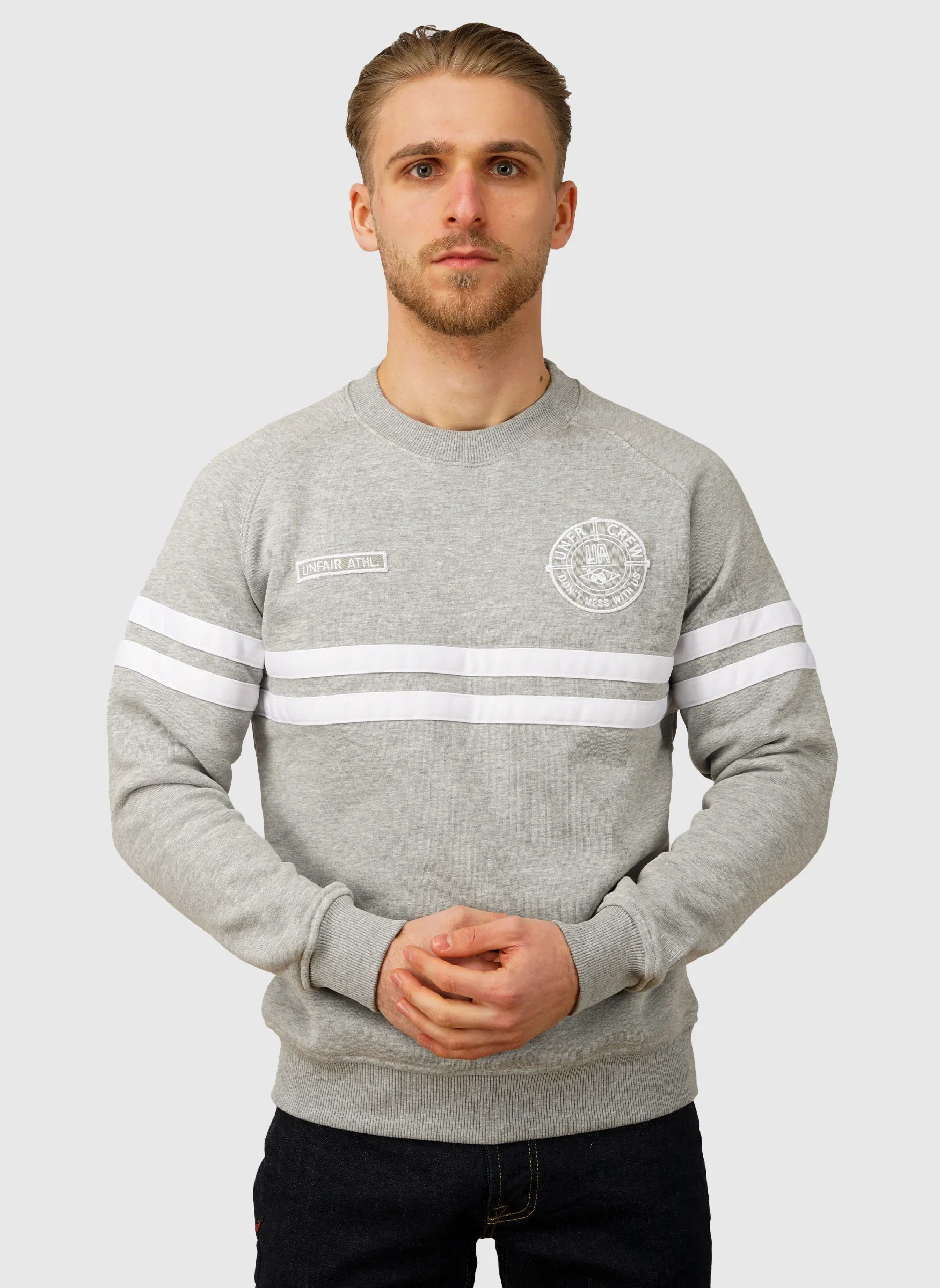 DMWU Crewneck - Grey Melange/White