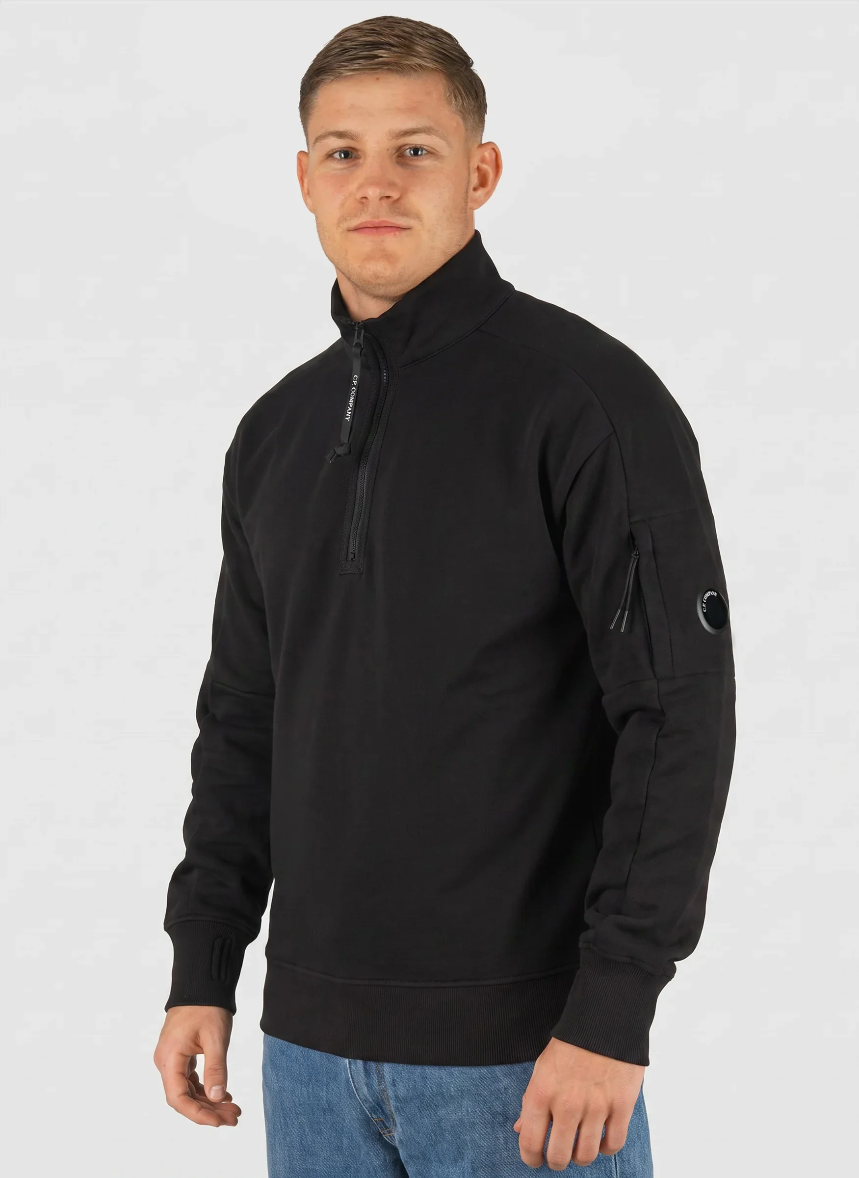 Half-Zip Fleece Lens Sweatshirt - Black