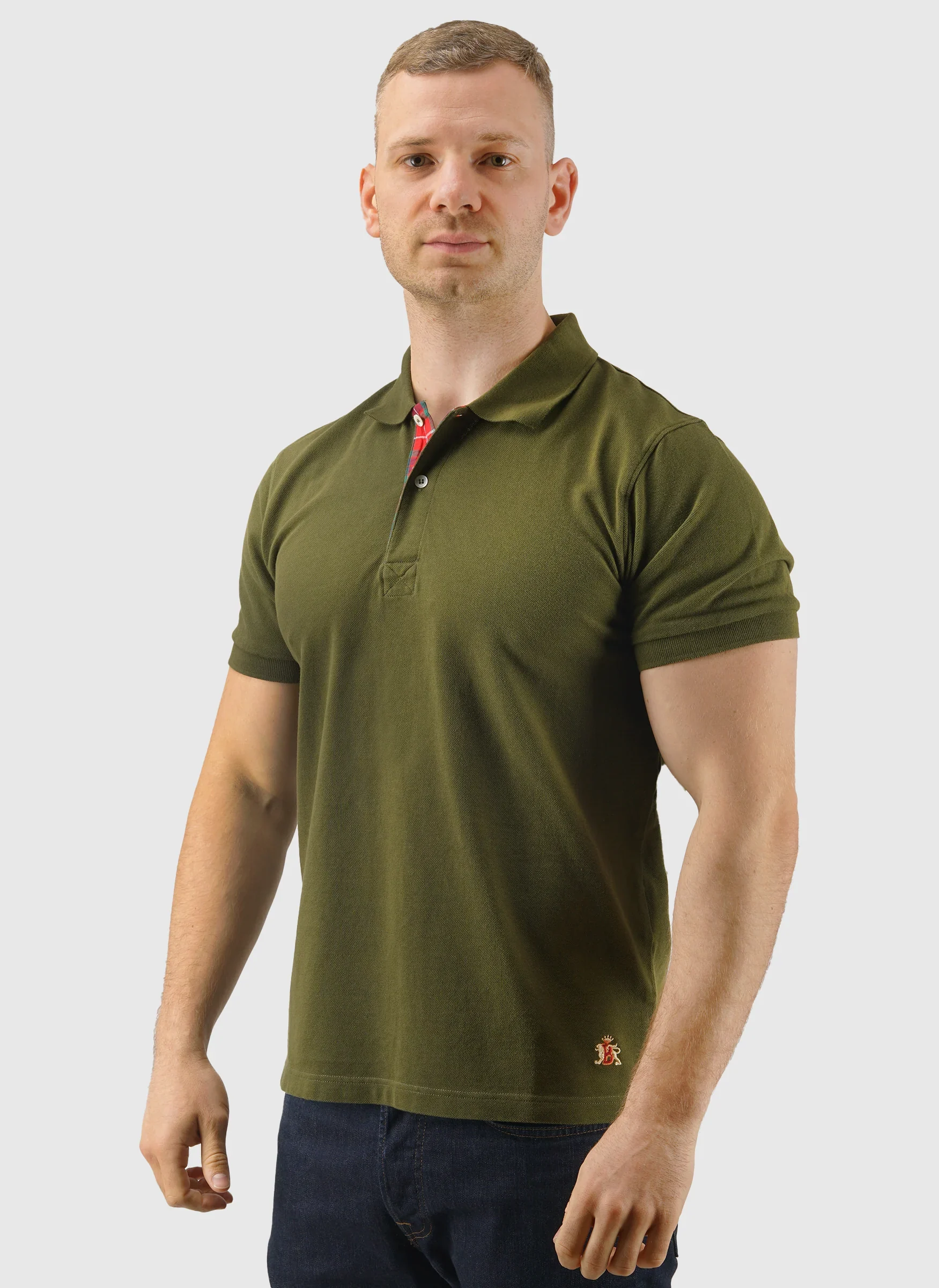 Tartan Placket Poloshirt - Beech