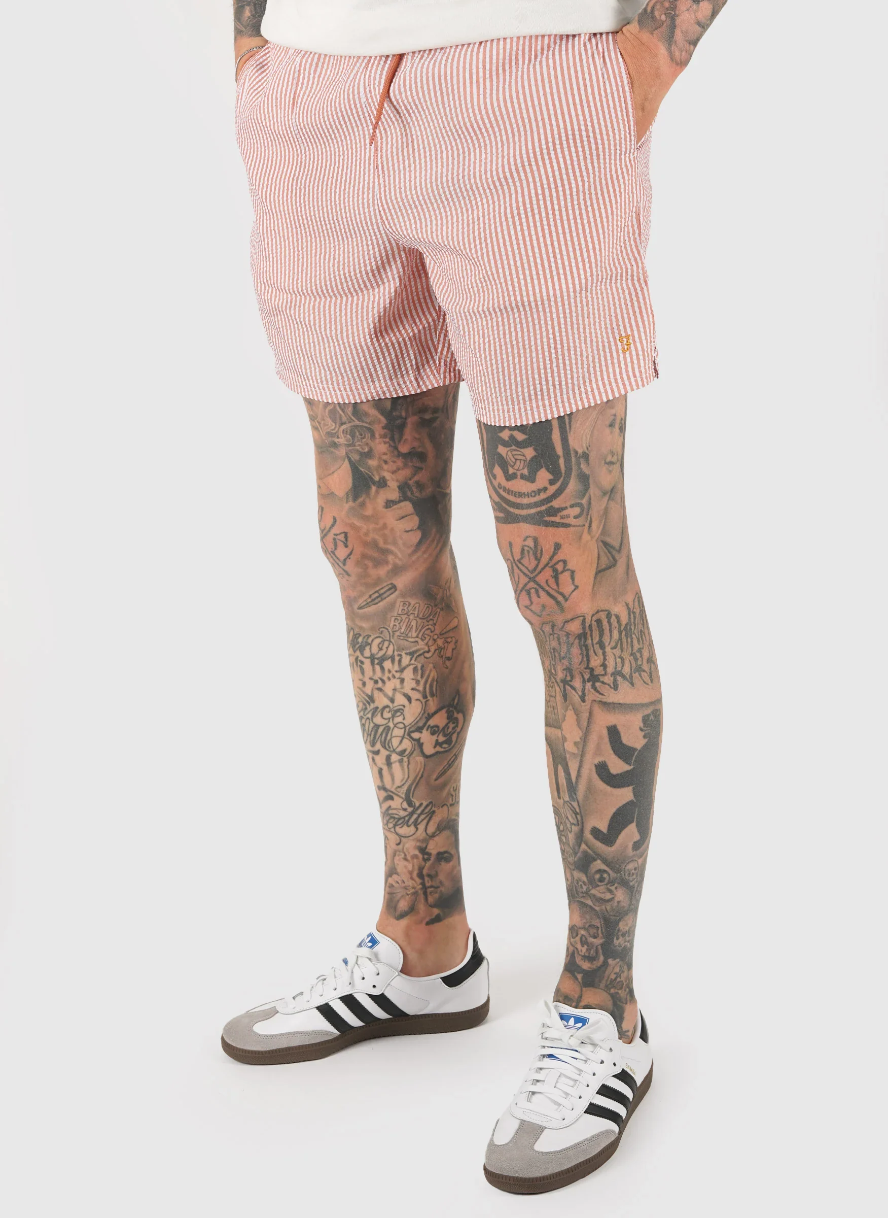 Colbert Seersucker Swim Short - Coral Reef