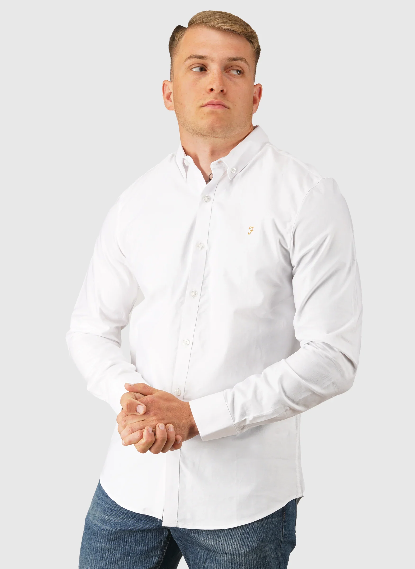 Brewer Slim Fit Hemd - White