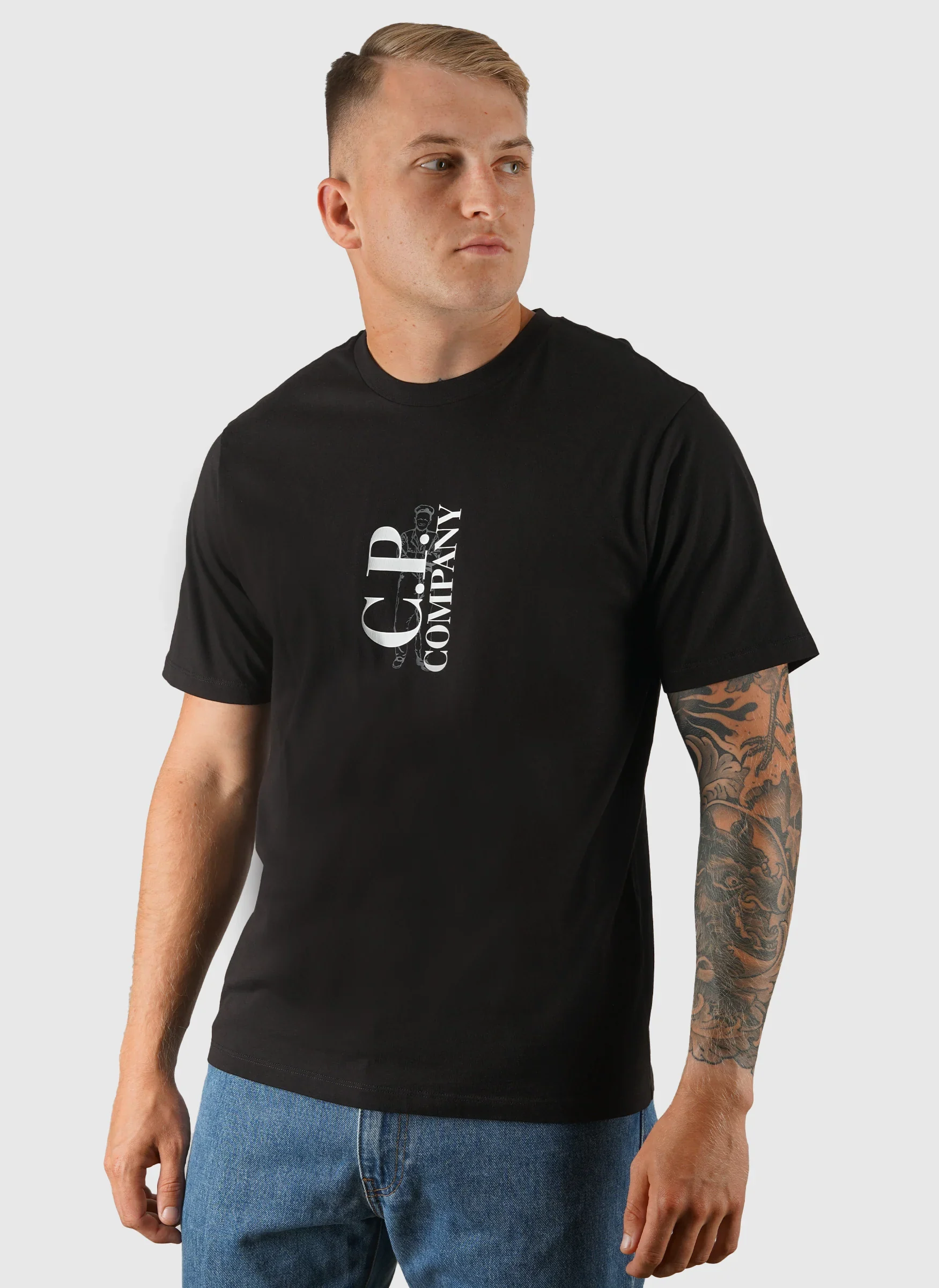 Vertical Logo Jersey T-Shirt - Black
