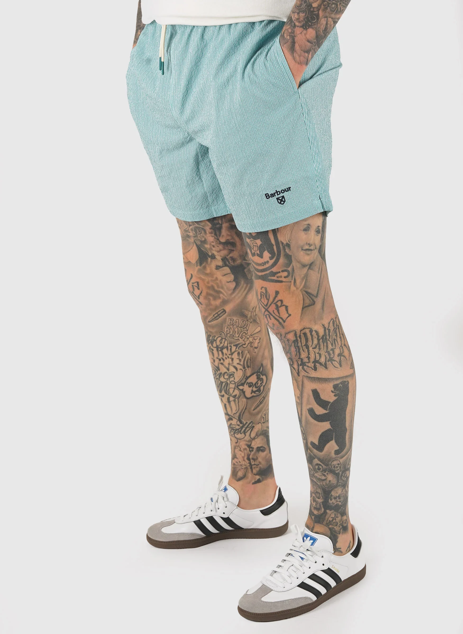 Somerset Pinstripe Short - Light Teal