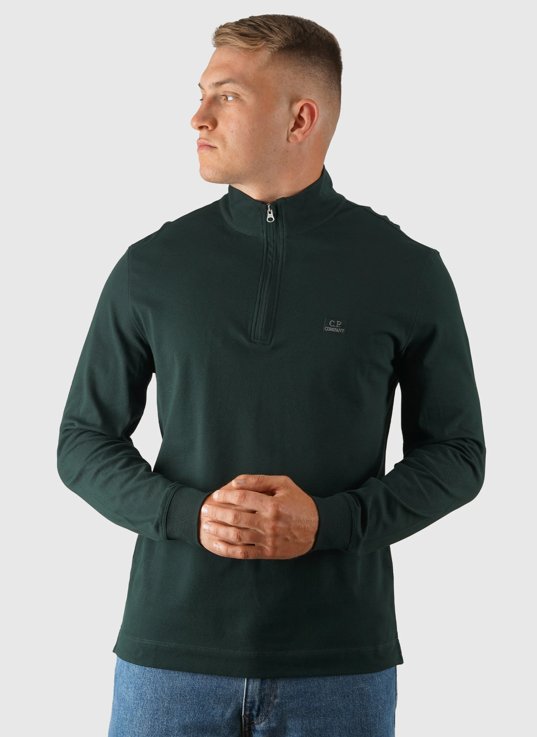 Stretch Piquet 1/2 Zip Long Sleeve Polo - Ponderosa Pine